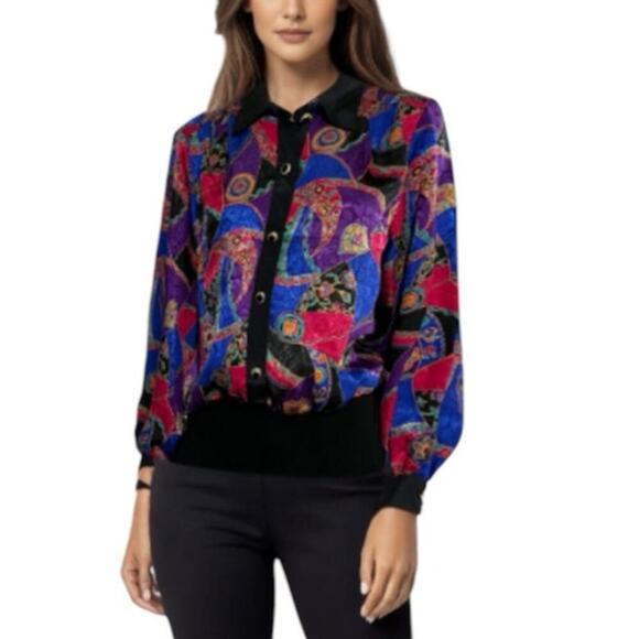 Notations Vintage Womens Multicolor Abstract Baroque Blouse Size Large - Picture 1 of 10